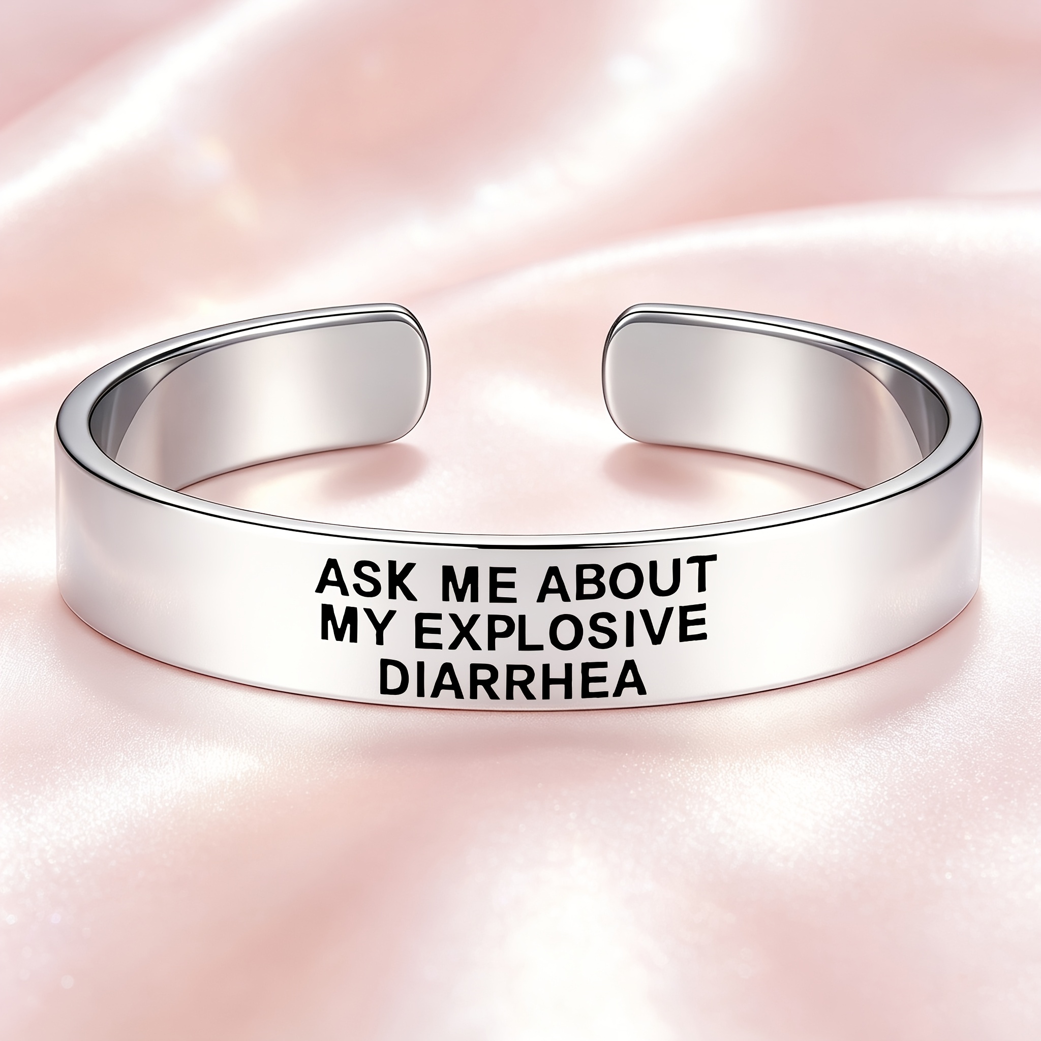 Quirky Humorous 304 Stainless Steel Open Bangle, Fun Gift for Friends