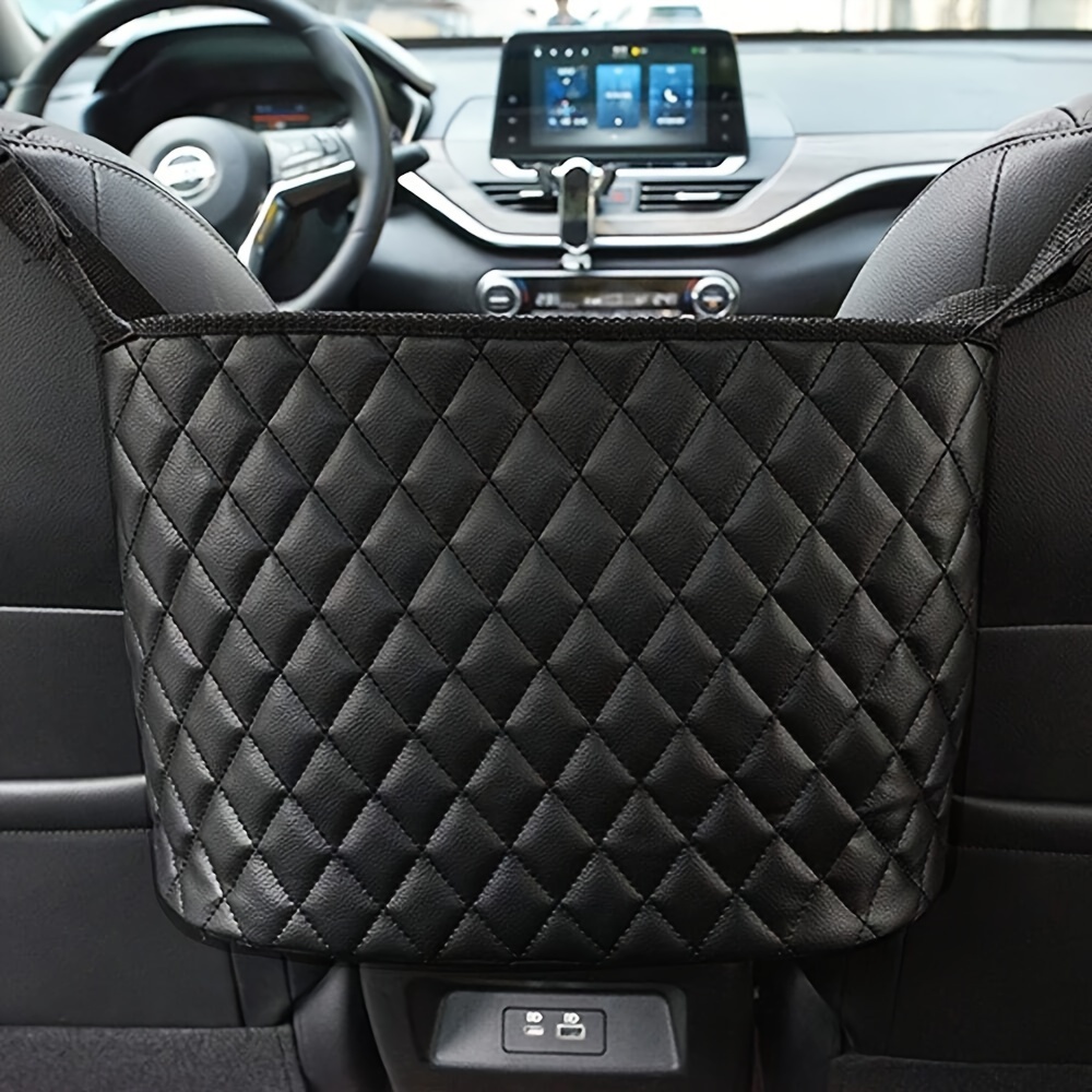 

1pc Pu Leather Car Seat Organizer - Handbag & Phone Holder, Storage Net For Vehicle Interior Accessories Car Storage Bag Car Seat Storage Organizer