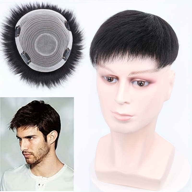 s Natural Human Hair Toupee Topper with Clips Realistic Short Straight Hairpieces for Thinning Hair Invisible Seamless Replace t Patch for of All Ages Hair Enhance t