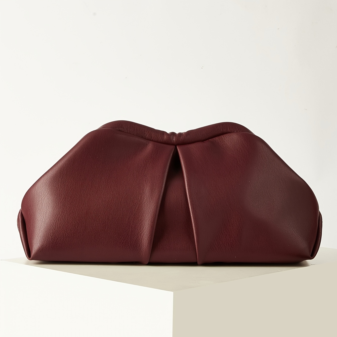 TEMU Geometric-designed Evening Bag For Women, With A Clasp Closure, Solid Color Elegant Cloud Bag, Single Color, Fashionable Handbag