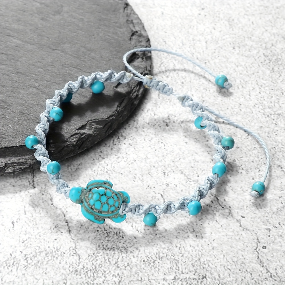 Friendship Sea Turtle Bracelet with Turquoise Beads