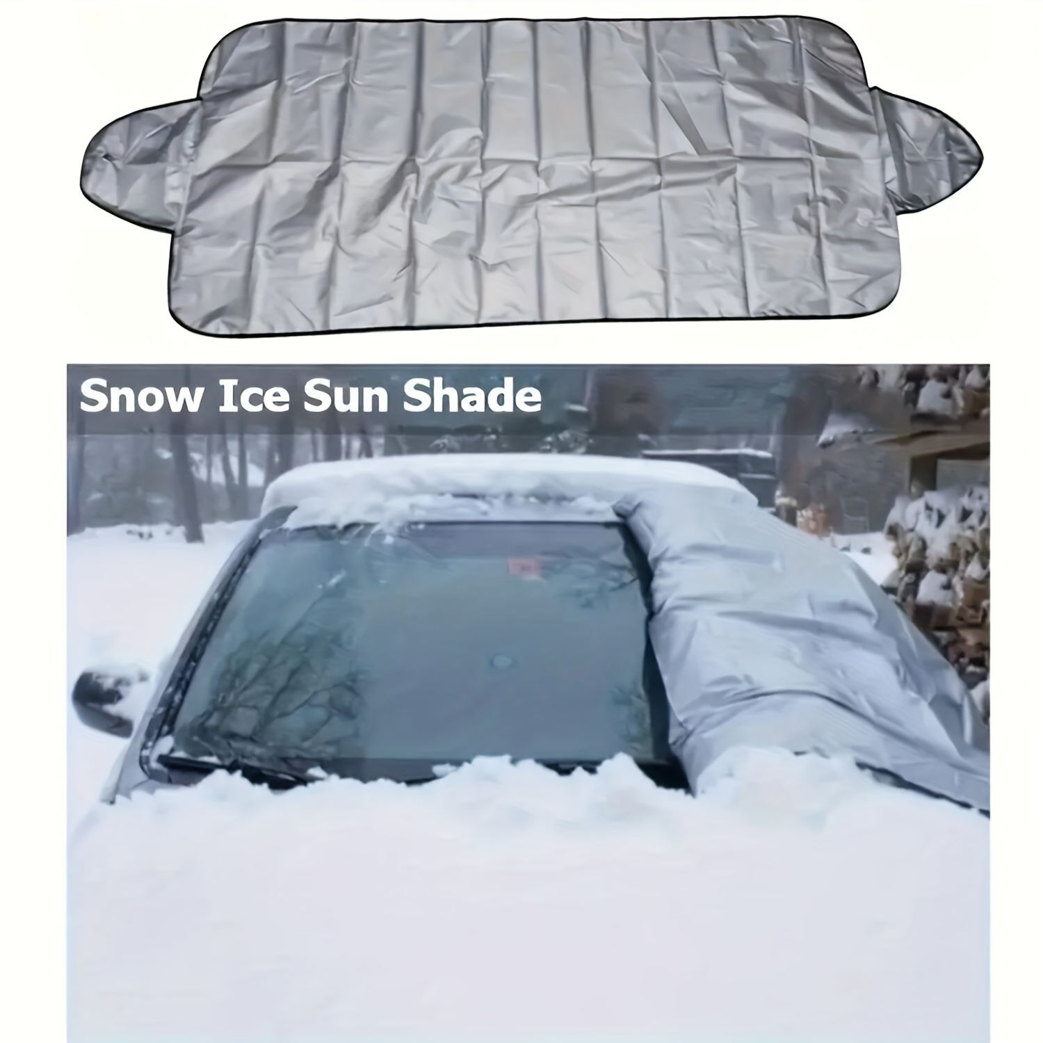 TEMU Winter Car Front Windshield Snow Cover Sunshade, Thickened Car Snow Visor 9 Magnets Are Fixed, Protecting The Front Windshield From Sunlight, Uv And Snow