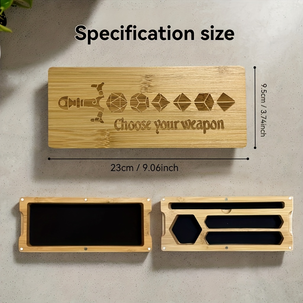 Image of High-quality Bamboo Dice Box Handcrafted Dice Tray With Storage For Mobile Phones And Tablets, Magnetic Lock Fixed Lid Portable Tray, Suitable For Desktop, Role-playing, Board Games - D&d Gift