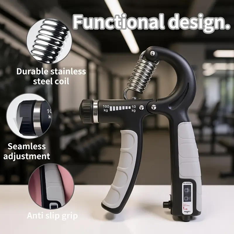 1pc adjustable grip strength trainer 10 100kg stainless steel pp anti slip hand gripper for rock climbing and training muscle building and recovery finger exerciser fits all sizes light blue light gray back to school deal holiday gift Product details 4