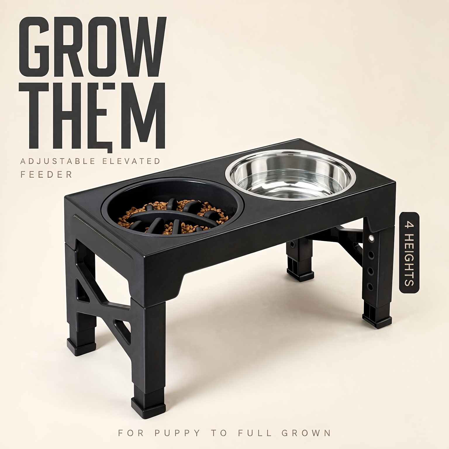 pet lifting bowl adjustable elevated cat bowl upright anti vomiting dog bowl dual feeding water bowl ergonomically adjustable height feeding rack   essential comfortable feeding solution Product details 4