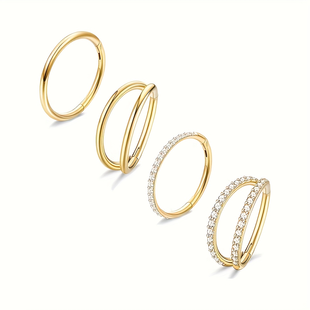 four 16  rings   steel earrings ear screen perforation septum ring hinge   septum lip cartilage double ring 8mm 10mm suitable for   women and men
