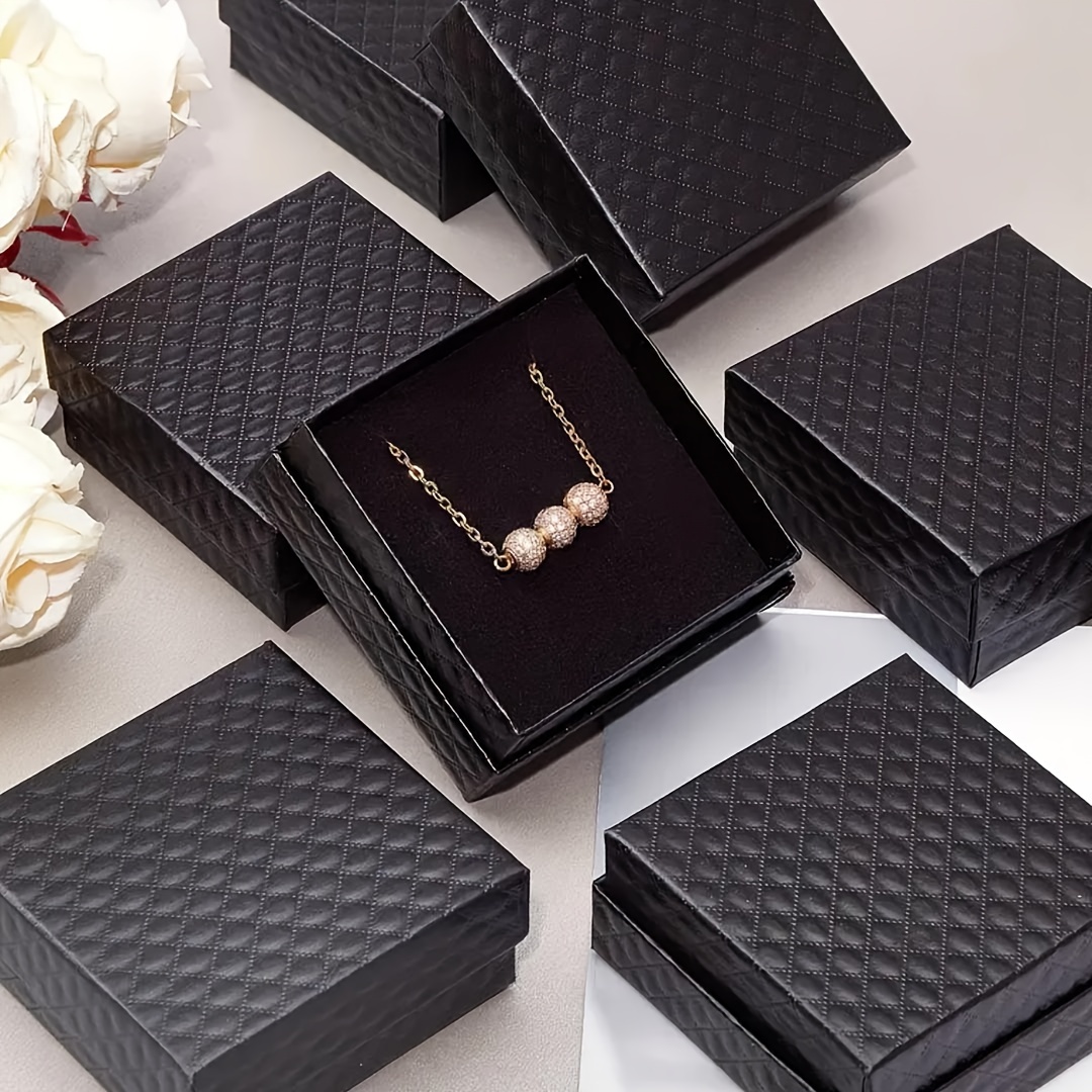 

5pcs Elegant Jewelry Gift Box Set For Necklaces, Earrings & Rings - Black Cardboard With , Christmas & Valentine's Day