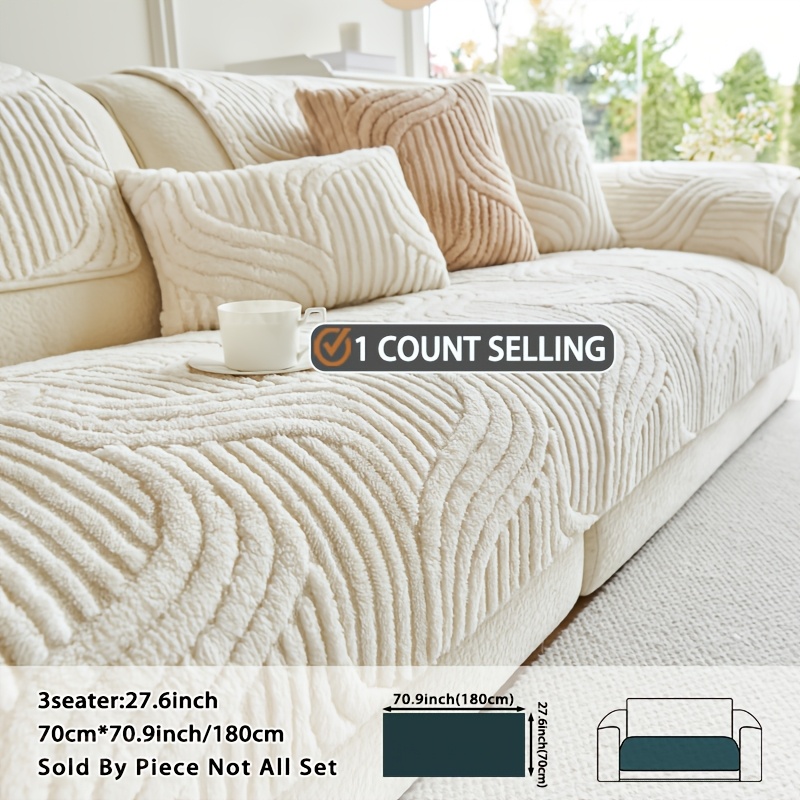 Image of 1pc Bohemian Style Sofa Cover, Plush Sofa Cover, Non-slip Sofa Cover, Pet , Cover Home Decor
