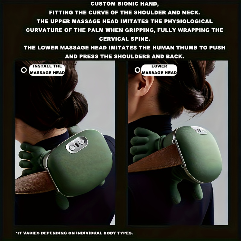 shoulder neck massager with 5 simulated fingers   kneads   muscle and soothes cervical spine palm like heat compress portable christmas gift Product details 6