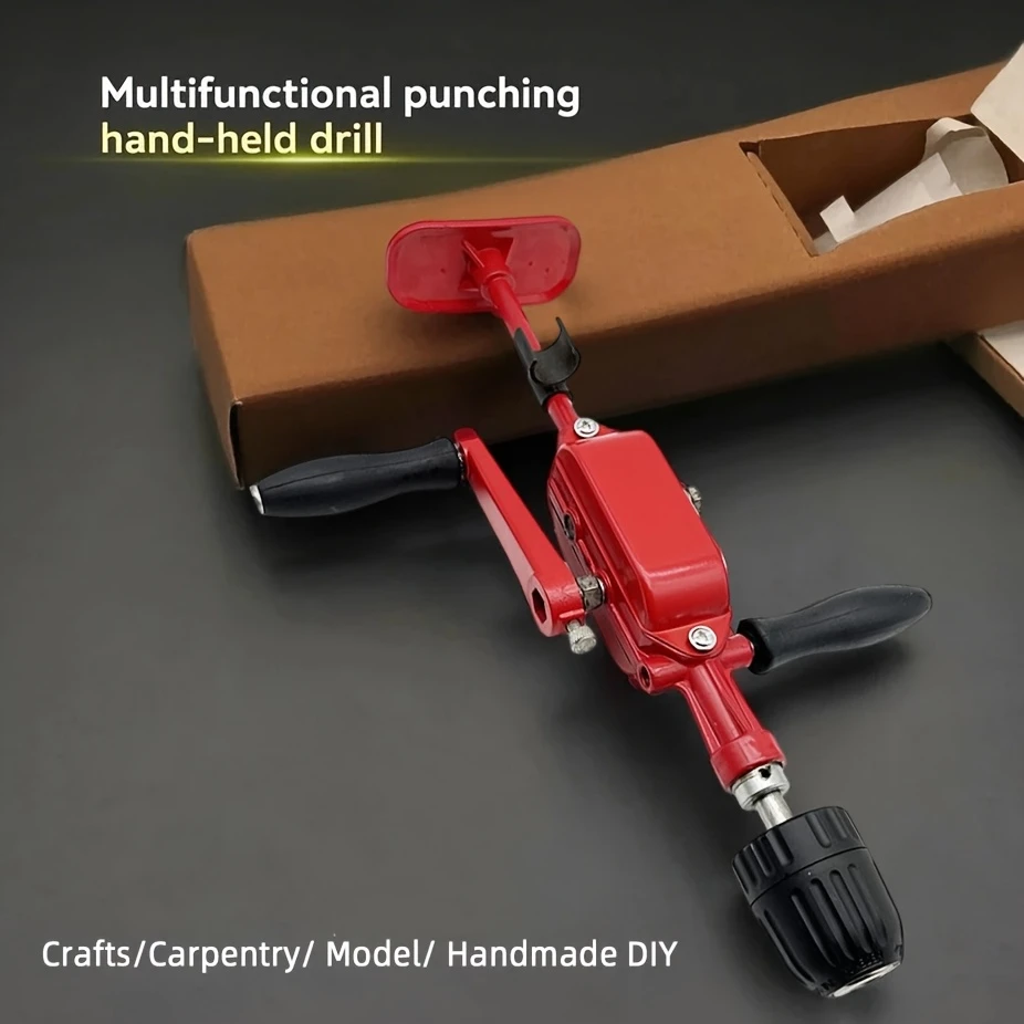 613531 hand crank mechanical drill 10 tapping machine with black rubber grips multifunctional punching tool for diy crafts carpentry and model making details 0