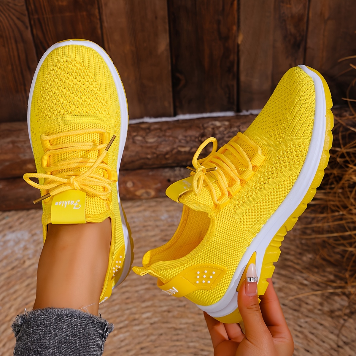 Image of New Fashionable Sneakers With Breathable Mesh, Quick Lace-, Slip-resistant And Durable Sole, Lightweight And Versatile Casual Shoes., Women Shoes