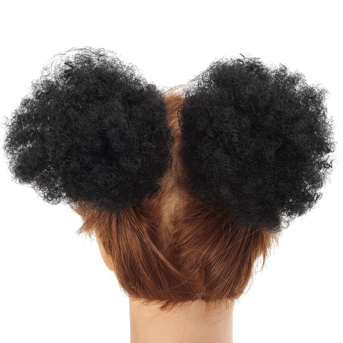 TEMU 2pcs Mini Afro Puff Hair Buns With Elastic Hair Ties, 7cm Fluffy Curly Synthetic Hair Scrunchies, African Style Hair Accessories For Women Daily