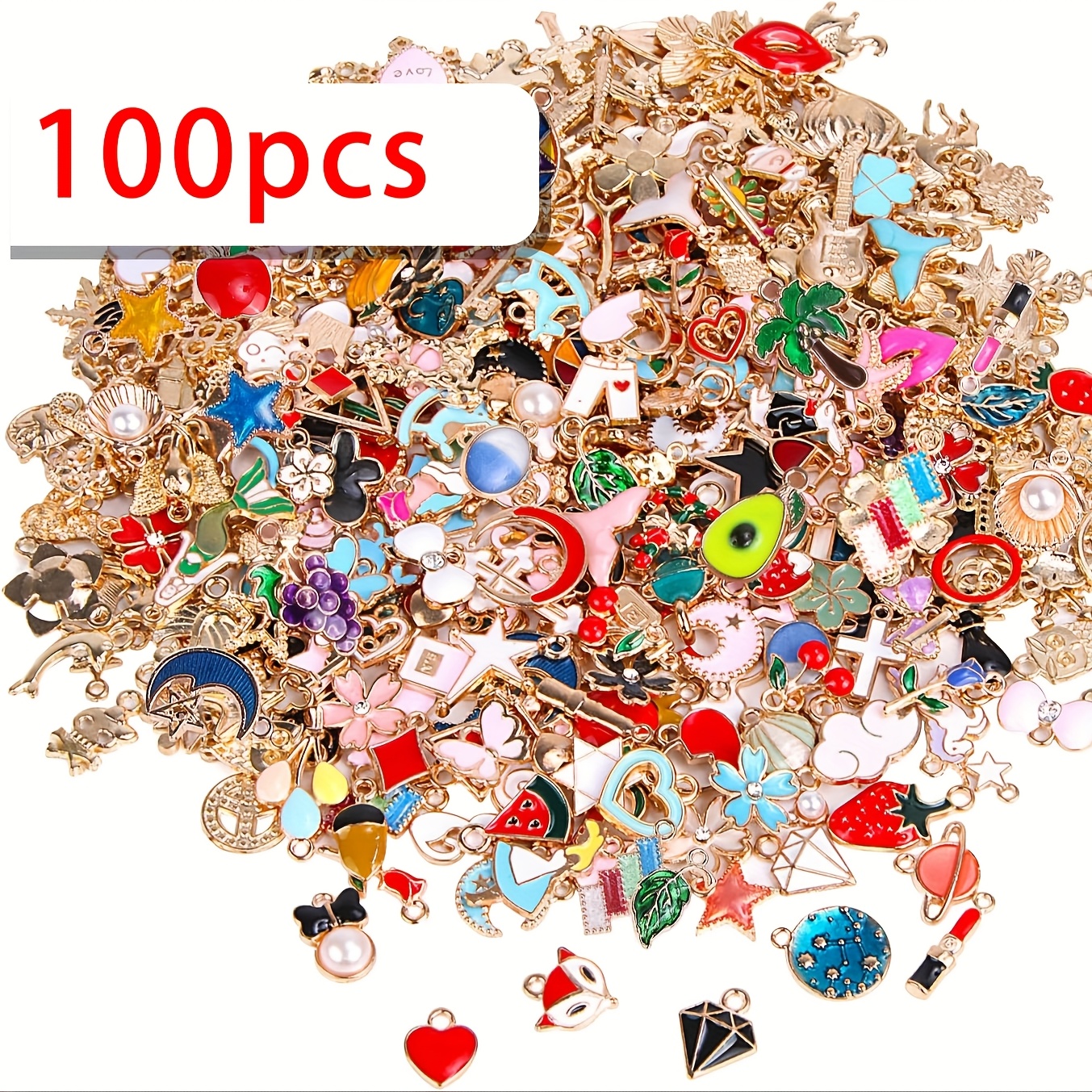 50 100pcs random style bracelet charms assorted jewelry making charms plated enamel charms pendants for necklace bracelet jewelry making