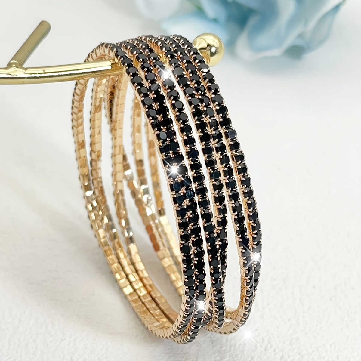 TEMU 6 braccialetti da tennis elastici con strass ultra sottili mm, adatti per donne, un accessorio elegante per feste