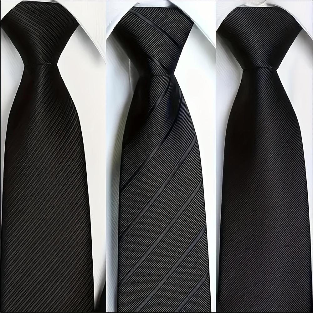 3pcs Black Zipper Tie, Suitable For Daily Wear, Work, And Party Gifts