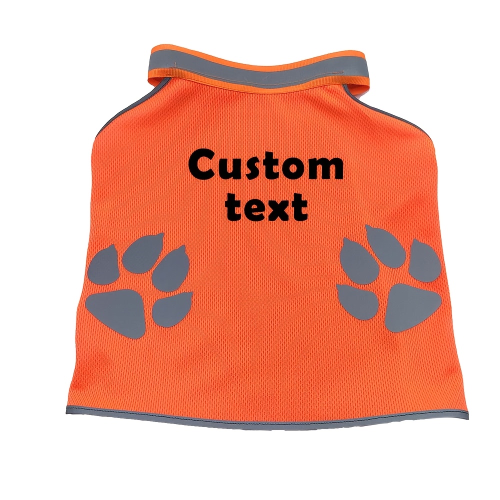 TEMU [customized]personalized Dog Reflective Vest With Custom Name Paw Print Breathable Mesh Pet Safety Coat