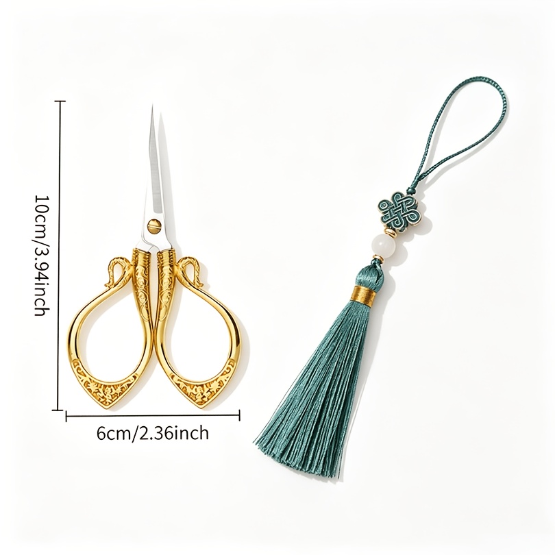 TEMU Retro-style Copper And Stainless Steel Scissors, Household Tea Scissors, Suitable For Yarn, Embroidery And Sewing Projects