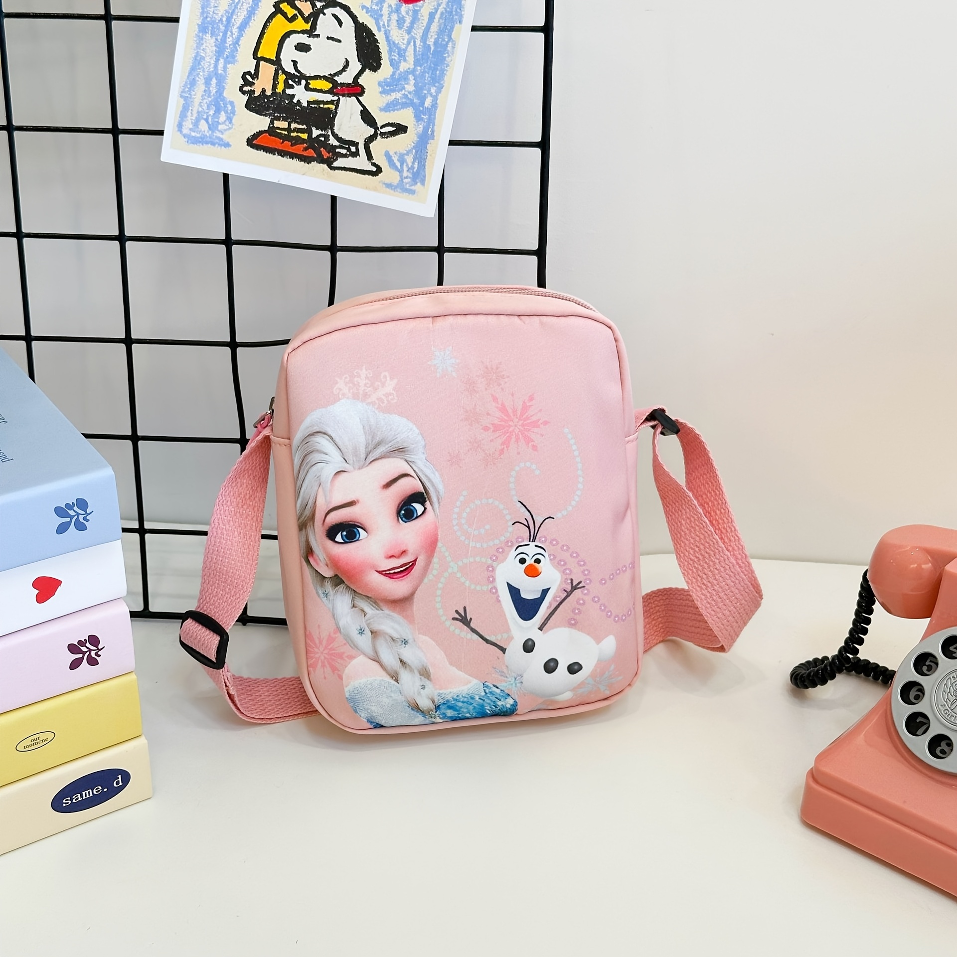 E-shop Frozen Prinzessin Nylon-Umhängetasche-Federmäppchen, tragbare Schreibtisch-Aufbewahrungstasche, einfaches stilvolles