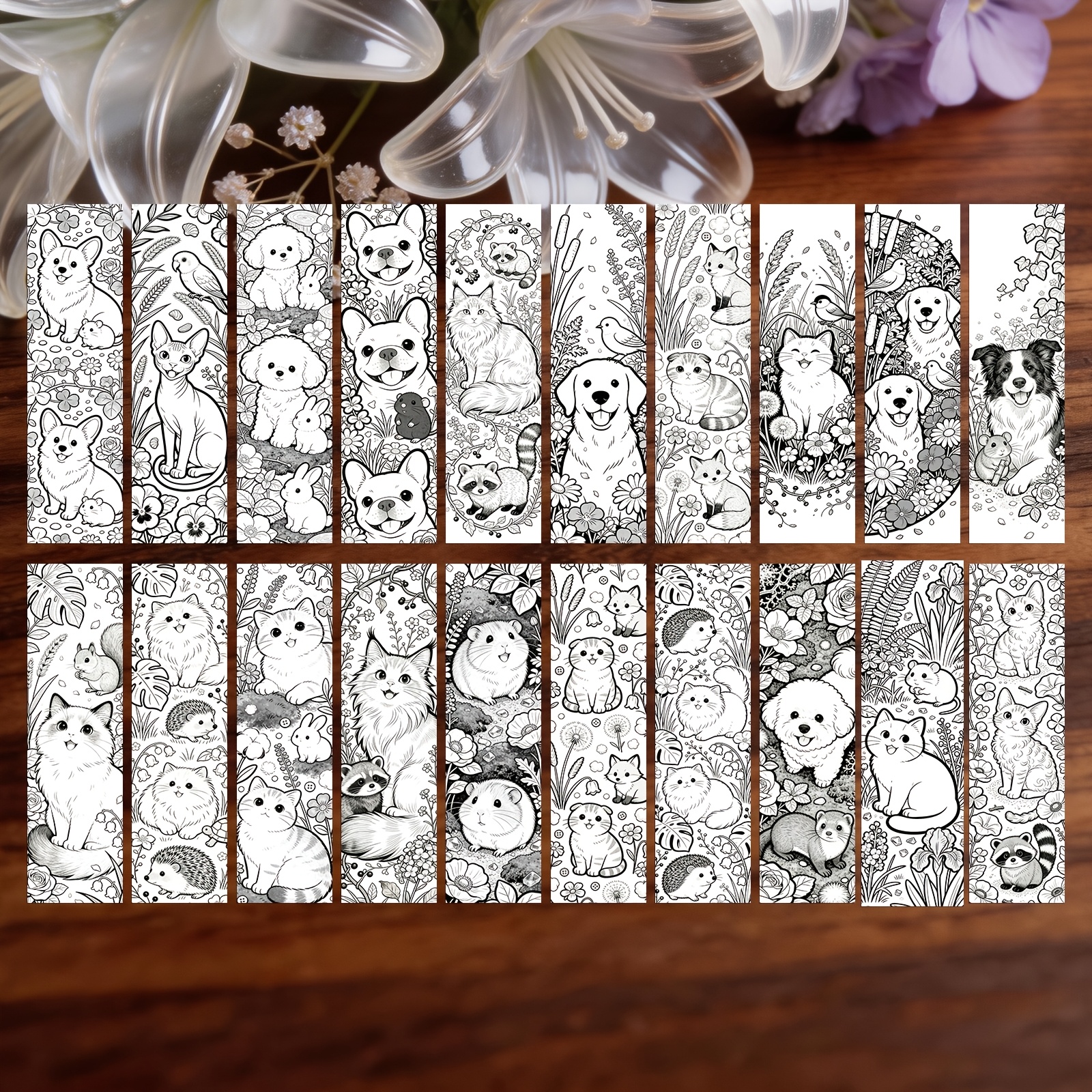 TEMU Lot de 20 marque-pages à colorier sur le thème des animaux pour des livres, pinces de pages à colorier à faire soi-même avec marque-pages sur le