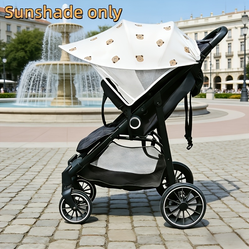 TEMU Detachable Canopy For Strollers, Suitable For Strollers, Baby Joggers, And Ride-on Strollers, Brown Bear Pattern Canopy