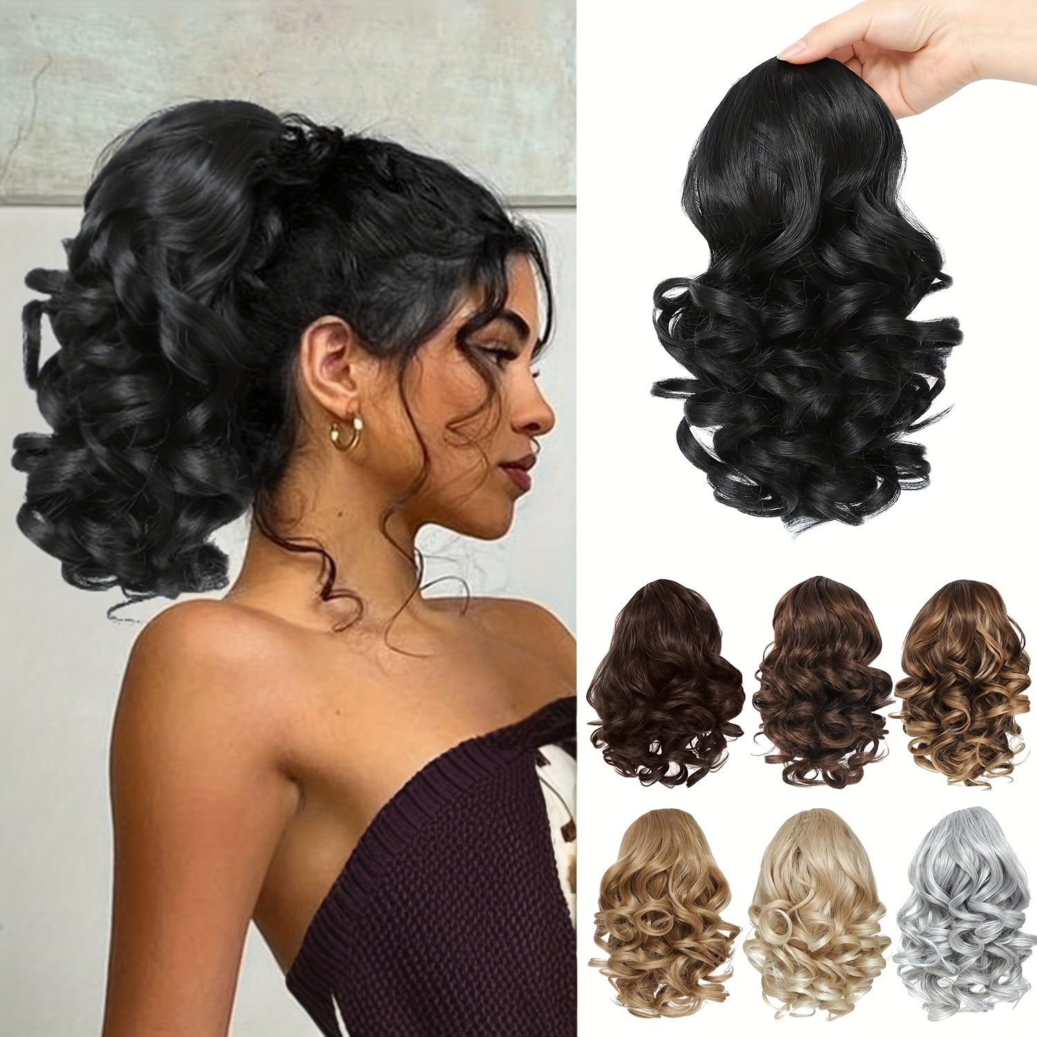 

Claw Ponytail Curly Wavy Ponytail Extensions Synthetic Clip In Hair Extensions Elegant For Daily Use Hair Accessories