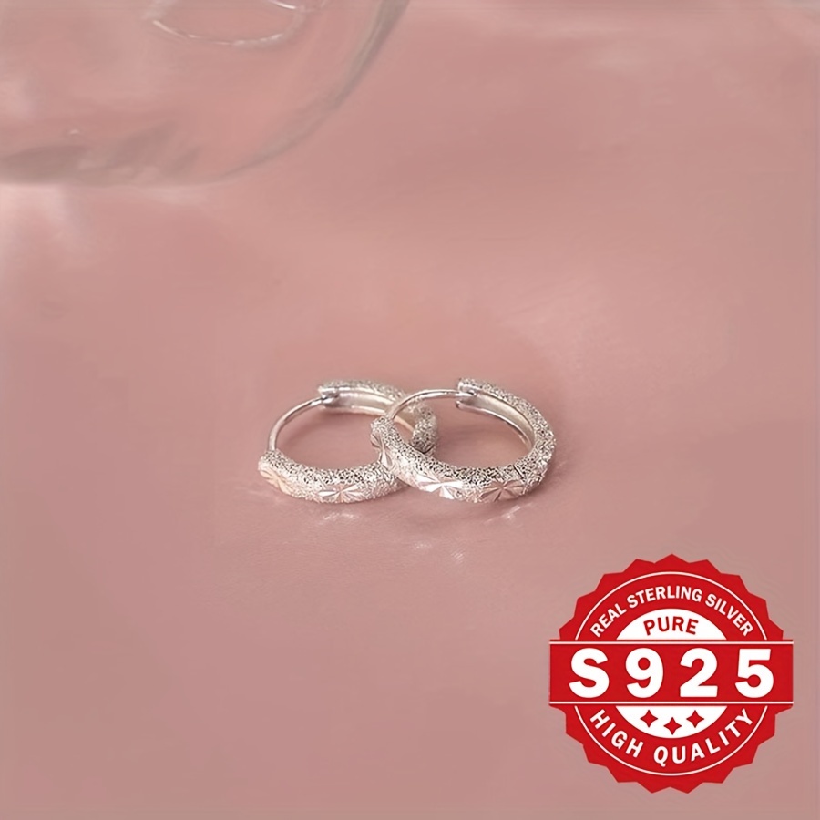 ladies 925   elegant small diameter frosted sparkling earrings hypoallergenic suitable for daily wear and gifts christmas jewelry throughout   Product details 0