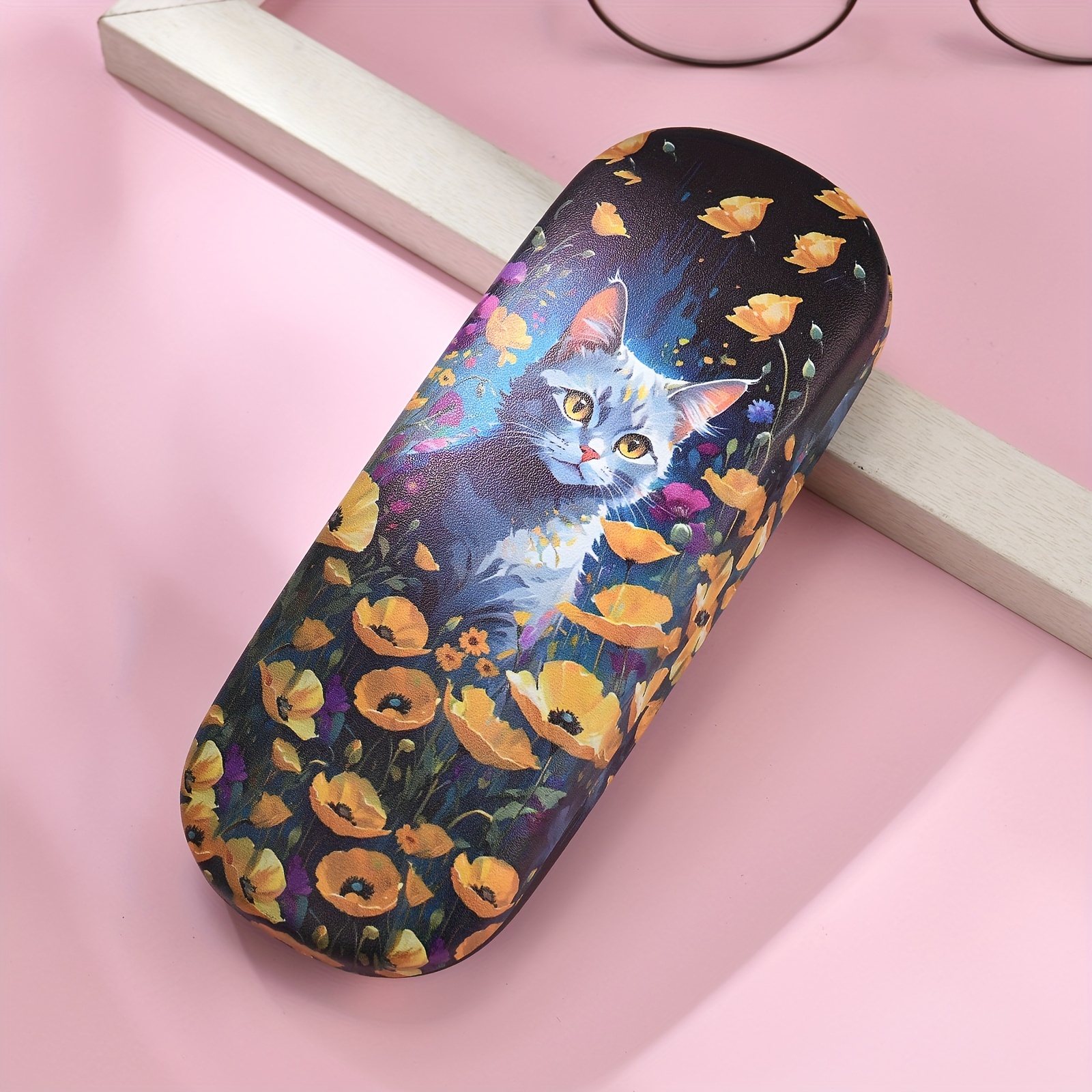 1pc, Creative 6 Cats Print Glasses Case, Fashion Glasses Protection Storage Box, School, Office, Couple Glasses Case