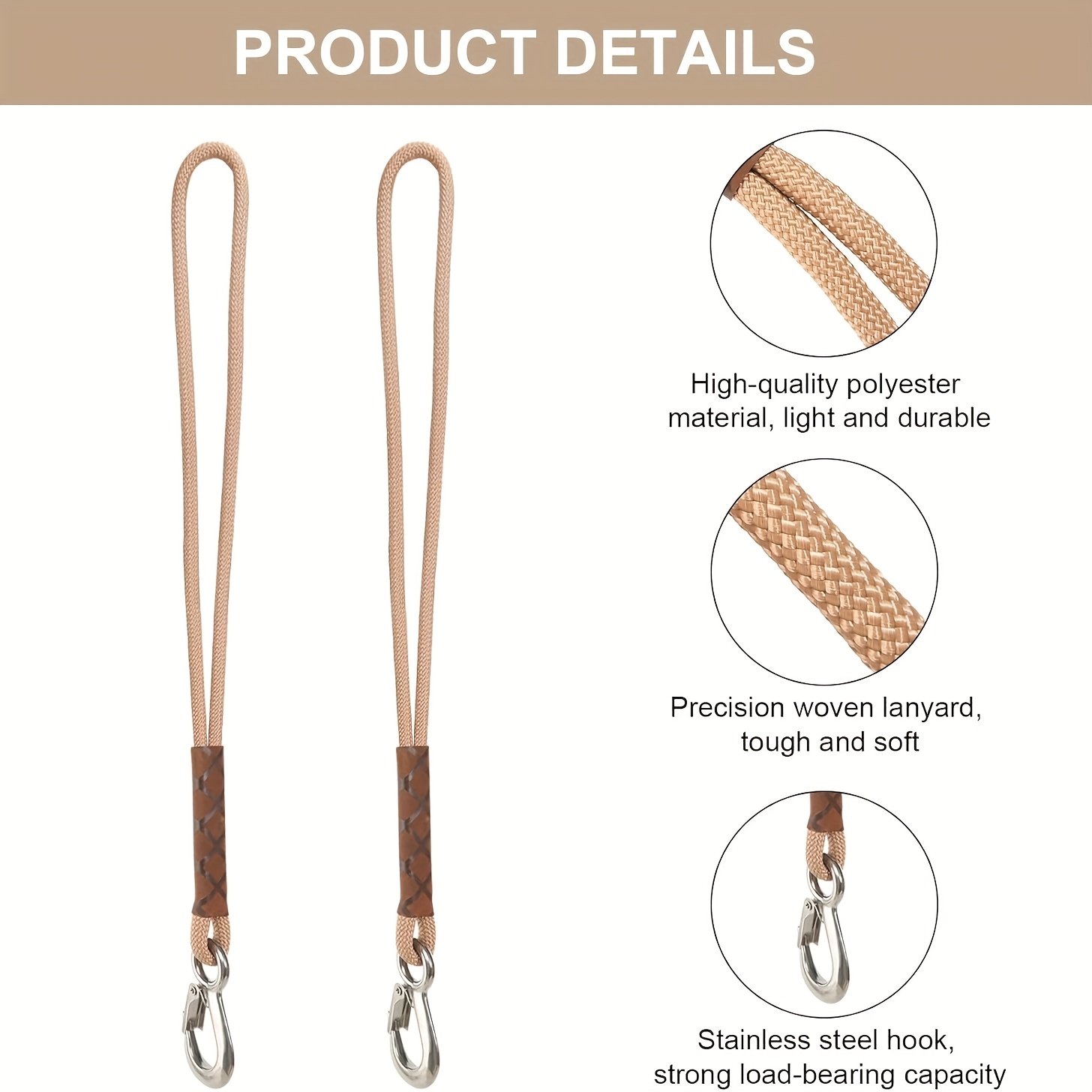 2pcs 23.62inch Hammock Hanging Ropes with Locking Carabiners, for Hanging Installation, Hammock Swing Hanging Ropes, Adjustable Ropes, Suitable for Swings and Hammocks