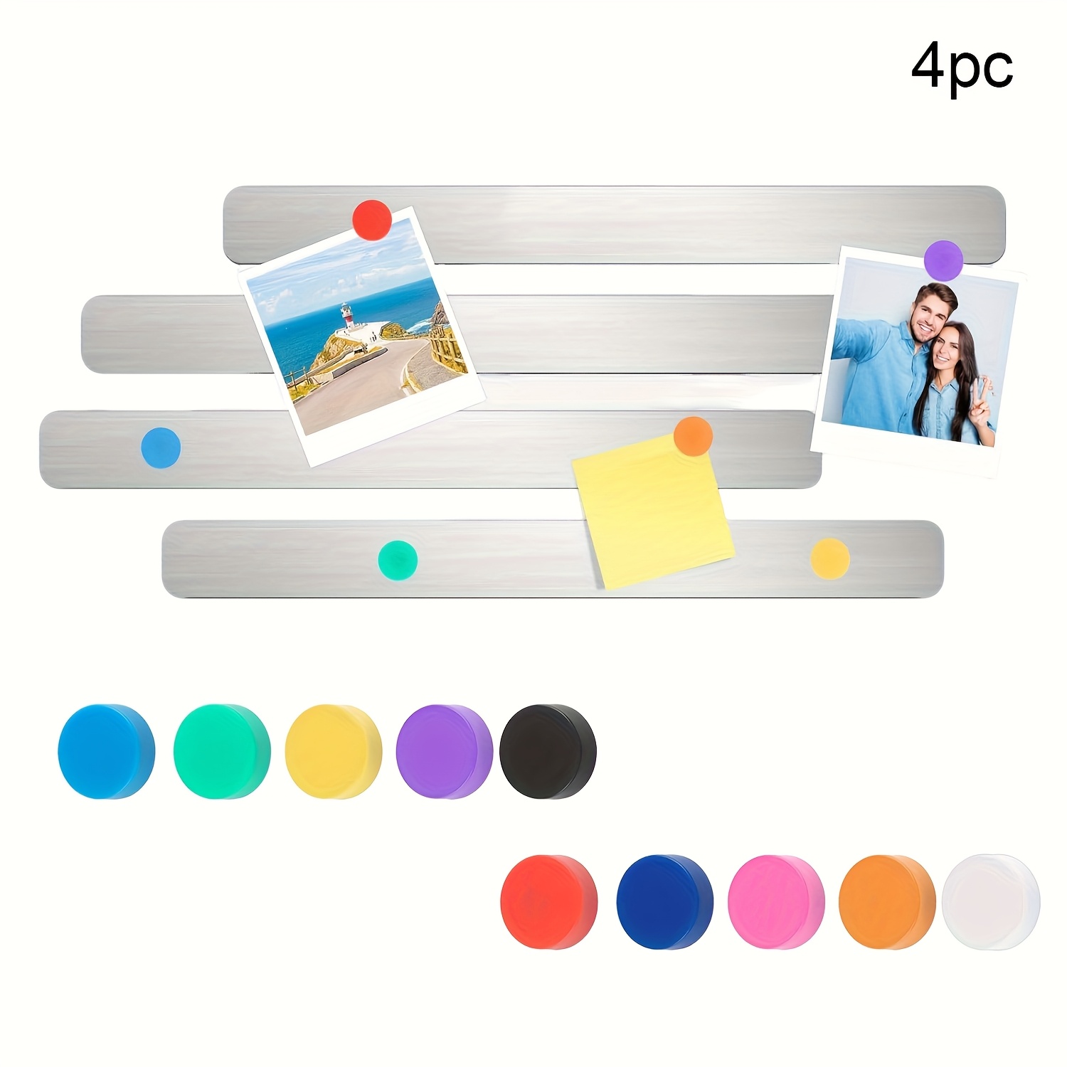 TEMU 4 Tableaux Mémo Magnétiques avec Bandes Magnétiques Autoadhésives, Mur à Photos, à Punaises de Bureau, Convient pour Calendriers, Dossiers,