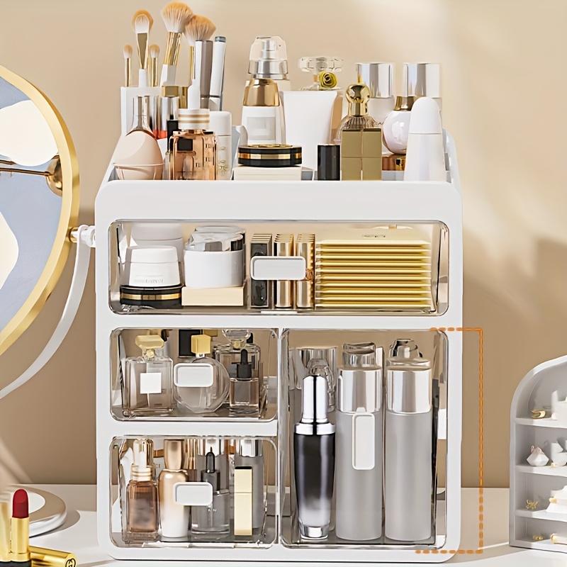 E-shop Ein Stück geräumiger Make-up-Organizer mit einem vierstufigen Design, Sichtschutzfunktion und strapazierfähigem Polypropylen-Material, ideal zum