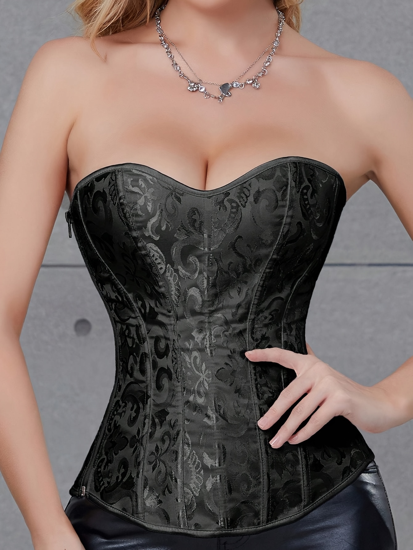 womens black corset style top side zipper no closure design - Temu Mauritius