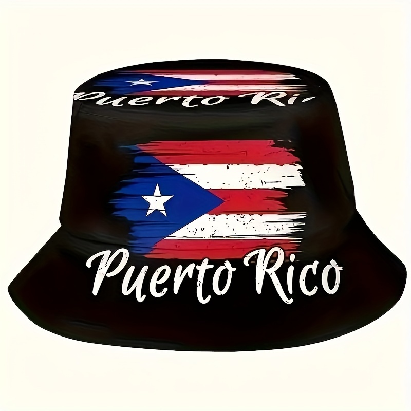 

Puerto Rico Flag Design Bucket Hat - Polyester, Knit Fabric, Hand Wash Only, Breathable, Inelastic, Suitable For Spring & Fall Outdoor Activities