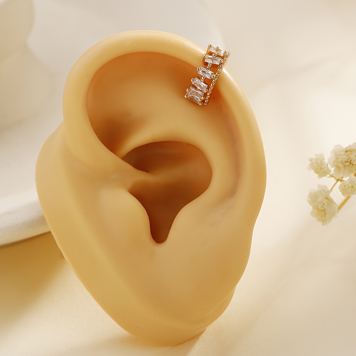 14K Gold Plated CZ Drop Earrings Hypoallergenic Ear Cuffs