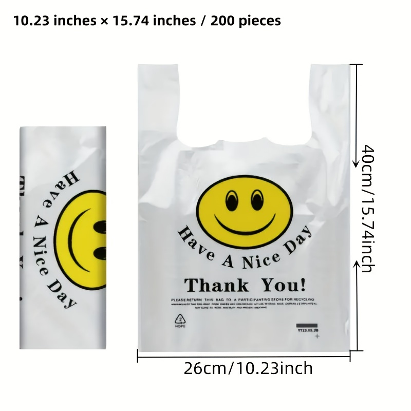 Image of 200 Shopping Bags, Grocery Bags, T-shirt Bags For Grocery Stores, Shopping Malls, And Home Use. Food, Fruit, And Vegetable Storage