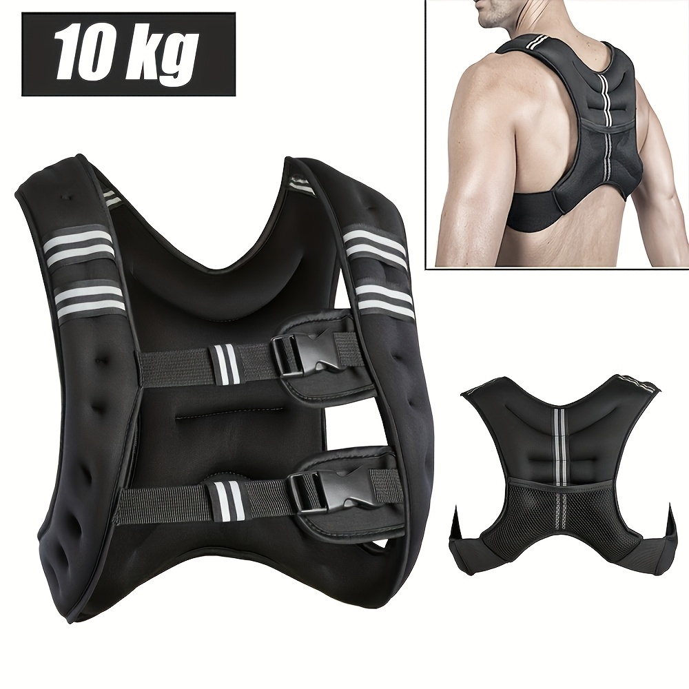 TEMU 10kg Weighted Vest For Running & Home Gym | Adjustable 20-36cm Slim-fit Design With Breathable Lycra Fabric | Heavy Duty Adjustable Resistance