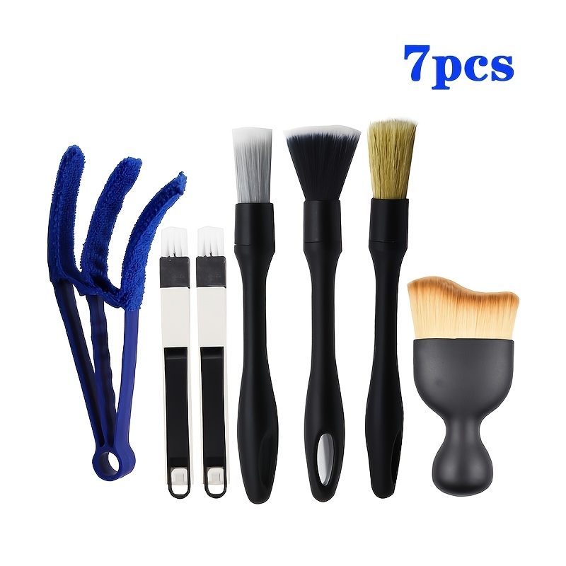 Image of Set Of 7/8 Car Cleaning Brushes, Designed For Interior Detailing And Dust Removal, Featuring Soft Bristles, Ideal For Cleaning Dashboards, Wheels, Seats, Air Vents, And Other Car Additions