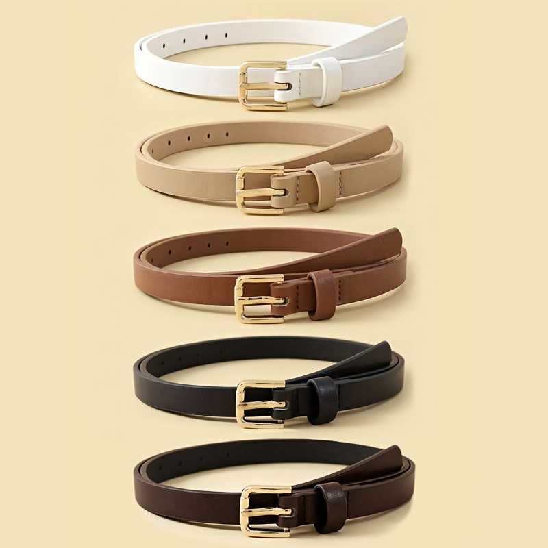 TEMU 5pcs Women's Belt Set Suitable For Daily Casual All-match Basic Belt Set, Meeting Multi-occasion Wear Needs, Matching Pants, Skirts, Coats,