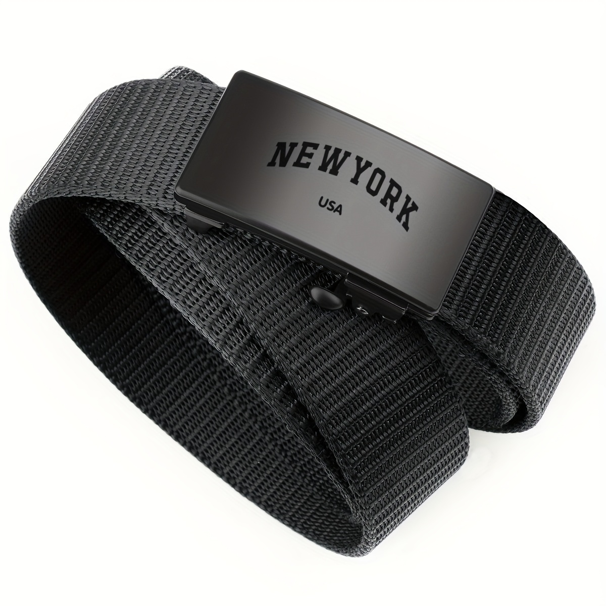 York Pattern Men's Woven Belt with Automatic Buckle