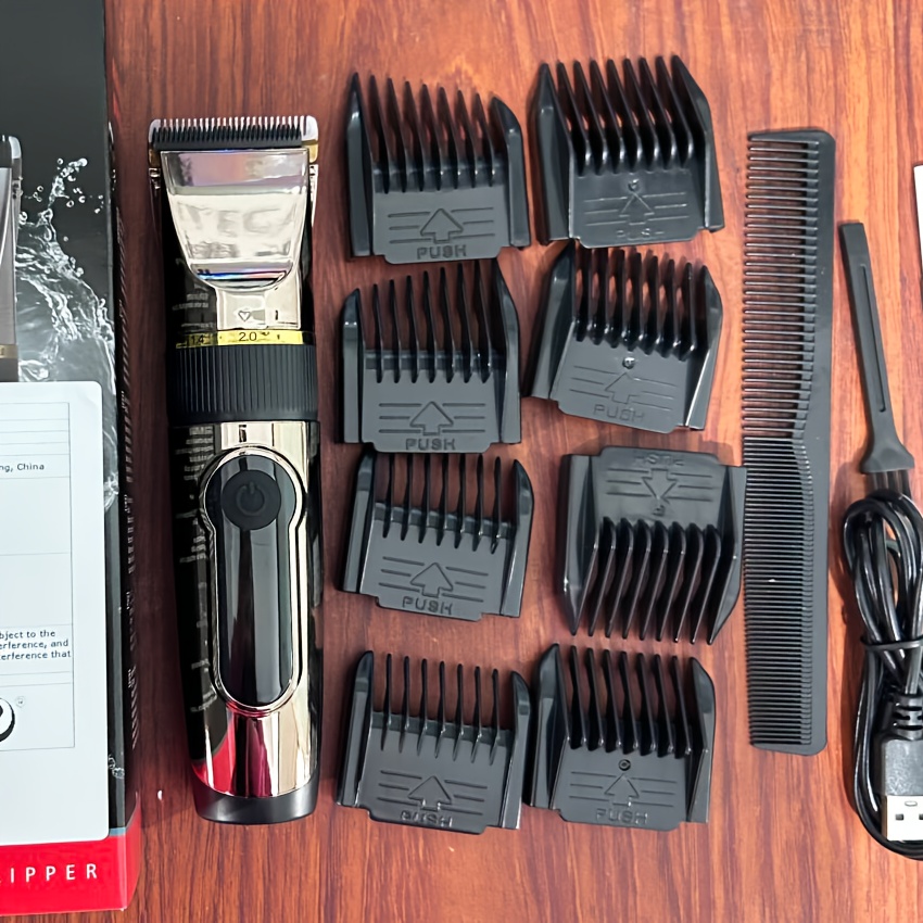 HATTEKER Grijze Elektrische Tondeuse | Wasbaar Keramisch Mes voor het Hele Lichaam, LCD Scherm, USB Opladen, Inclusief Afstandskam