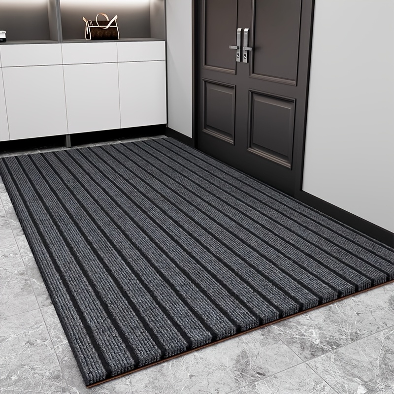 

1pc Striped Non-slip Waterproof Door Mat, 80% Polyester 20% Pvc, Hand Wash Only, Outdoor Entrance Carpet, Easy To Clean, Anti-slip Backing