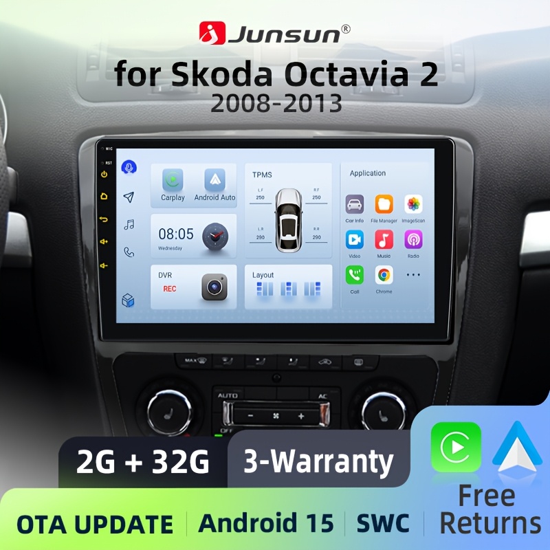 Image of Junsun 10 Inch 15 Car Stereo 4 Core 2+32g, Auto Gps , Wifi Fm Rds Dsp Multimedia Radio For For Octavia 2 A5 2008, 2009, 2010, 2011, 2012, 2013.