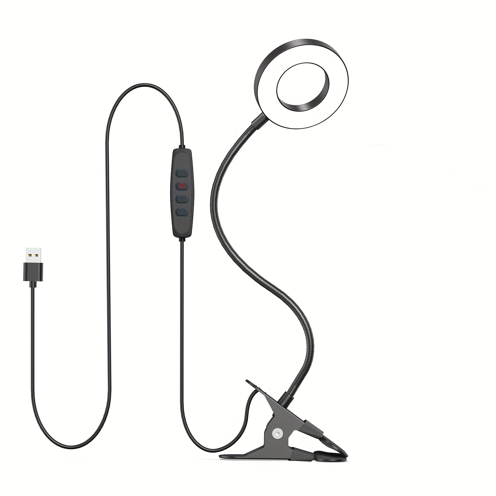 TEMU Kootion Led Desk Lamp Clip On Light With 3 Color 10 Brightness Ring/clamp Light 360° Adjustable Neck Dimmable Eye Protection Desk Lamps For Home