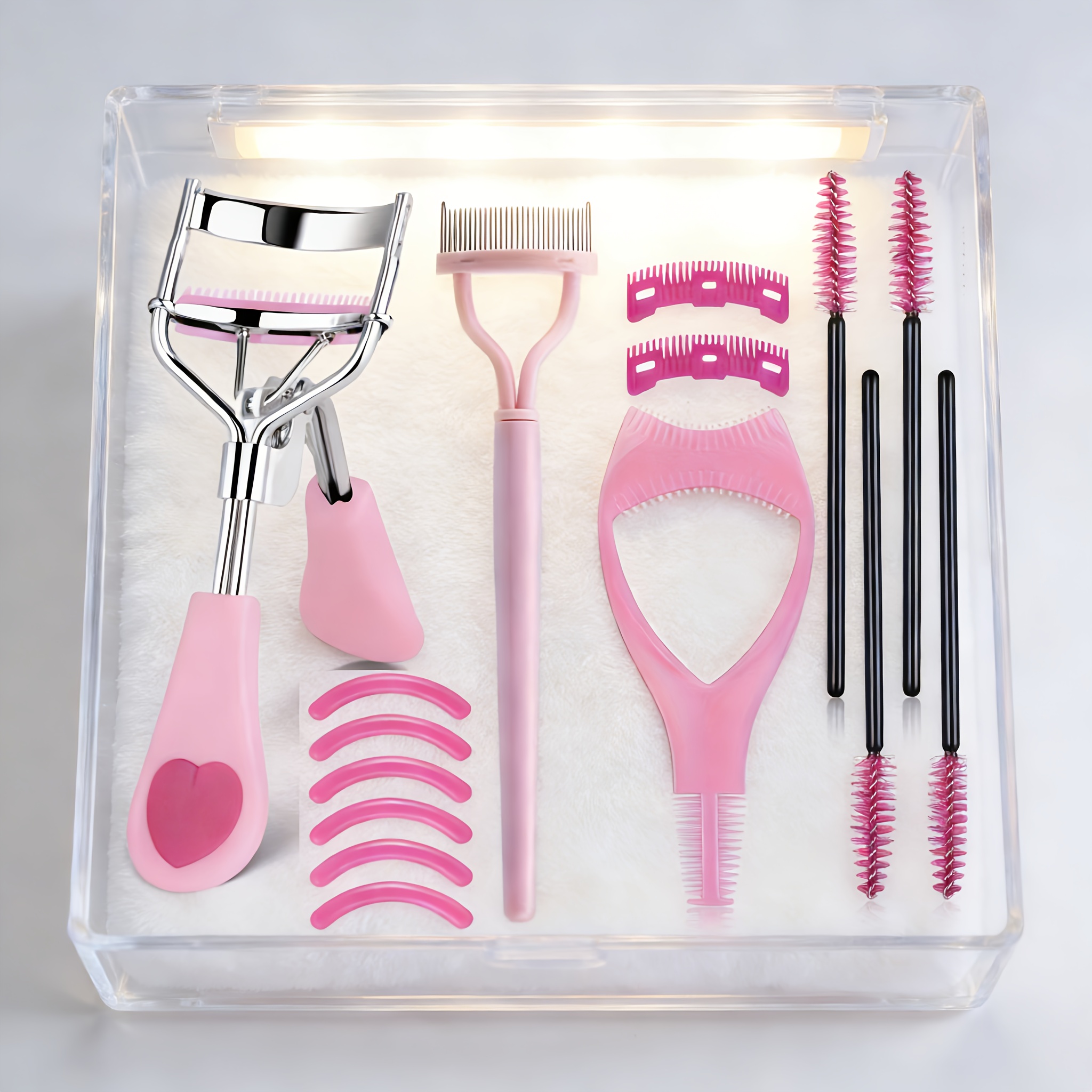 TEMU Eyelash Curler With Comb And Eyebrow Makeup Tool Set, Stainless Steel Eyelash Separator, 3-in-1 Multifunctional Eyebrow Card, Eyelash Brush,