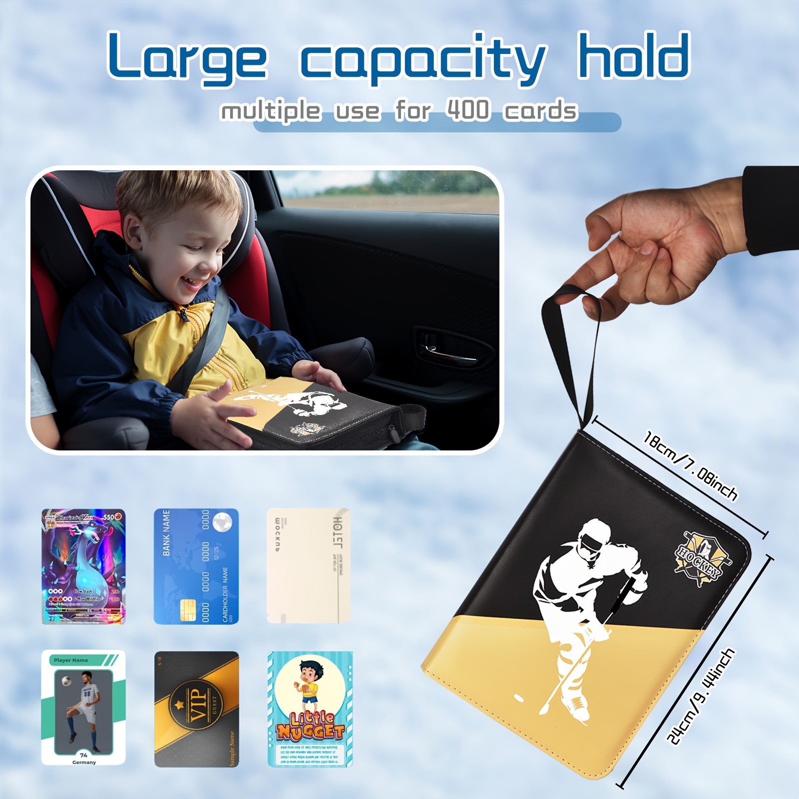 hockey trading card binder 400 pockets rectangle polyester - Temu Australia