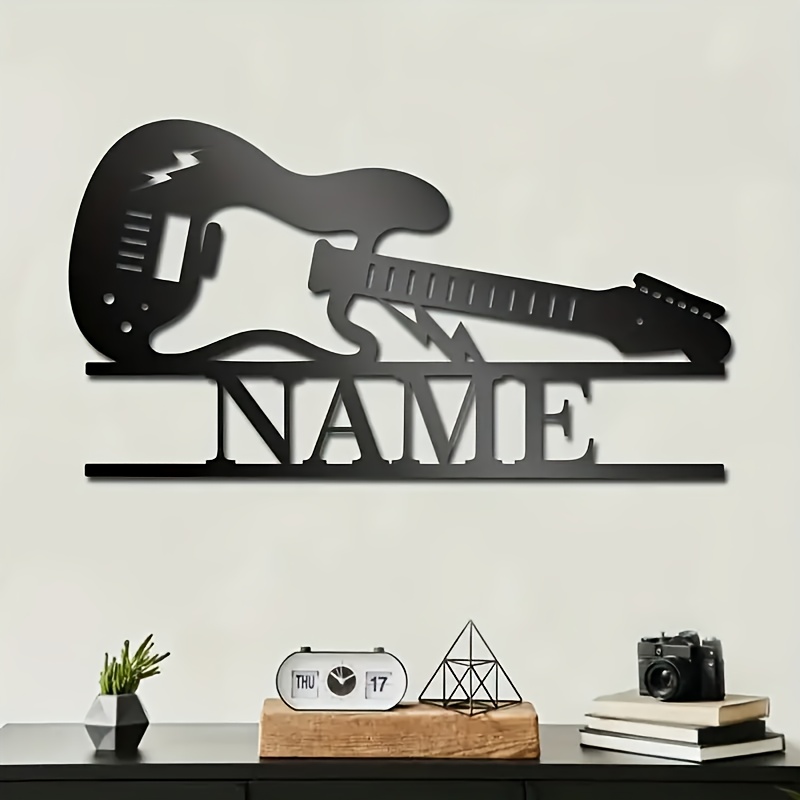 

Custom Guitar Silhouette Metal Wall Art With Personalized Name - , Bohemian Style, Ideal For Music Enthusiasts, Home & Porch Decor