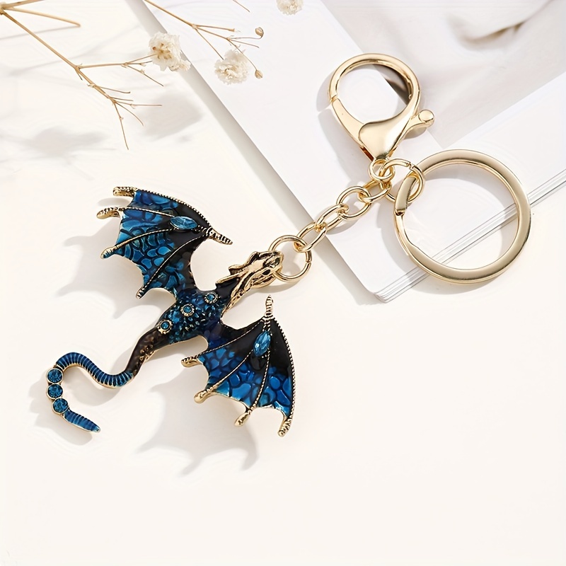 

1pc Cool Dragon Keychain Rhinestone High Fantasy Animal Alloy Key Chain Ring Bag Backpack Charm Car Key Pendant Gift