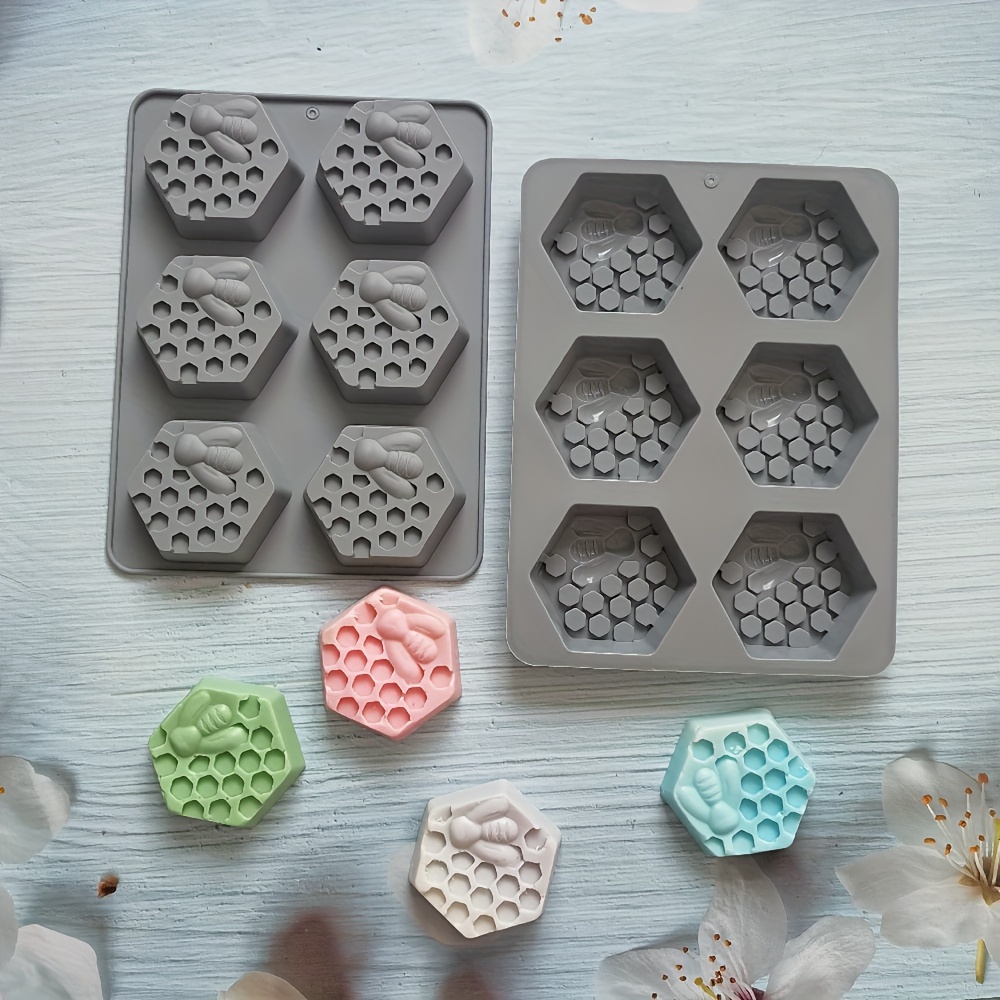 

1pc Hexagon Bee-shaped Silicone Mold For Soap And Aromatherapy Wax Crafts, 6 Cavities