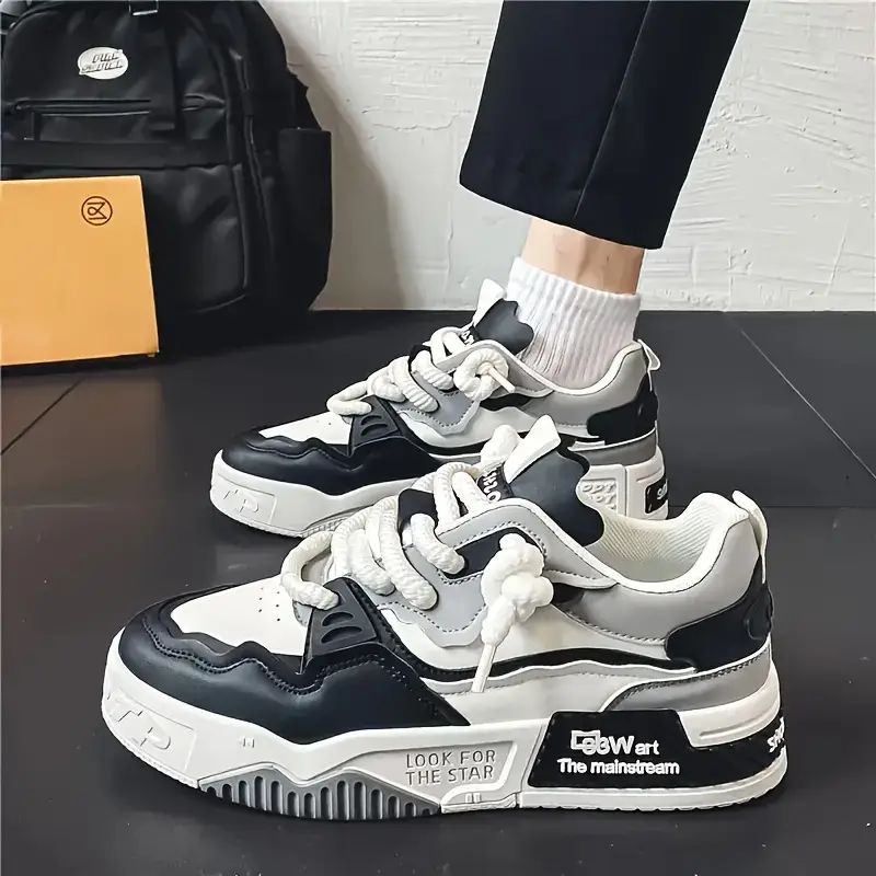 1 par de zapatillas casuales para hombre - cómodas zapatillas de skate de con forro de transpirable, de pvc , versátiles para viajes , caminatas y atuendos casuales, zapatillas de skate, calzado de viaje, zapatillas modernas, forro de interior Detalles del producto 7