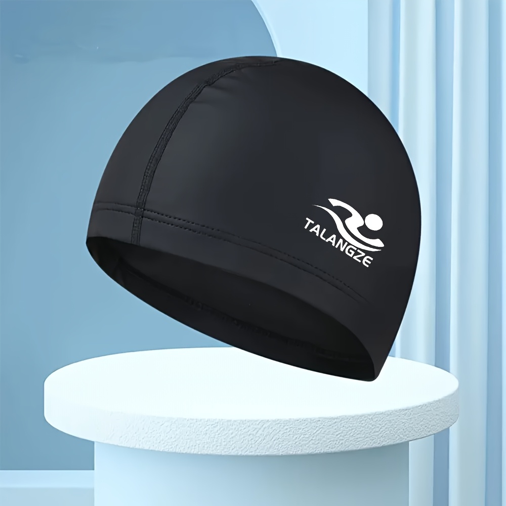 unisex waterproof swimming cap elastic pu swimming hat with ear protection design suitable for long hair