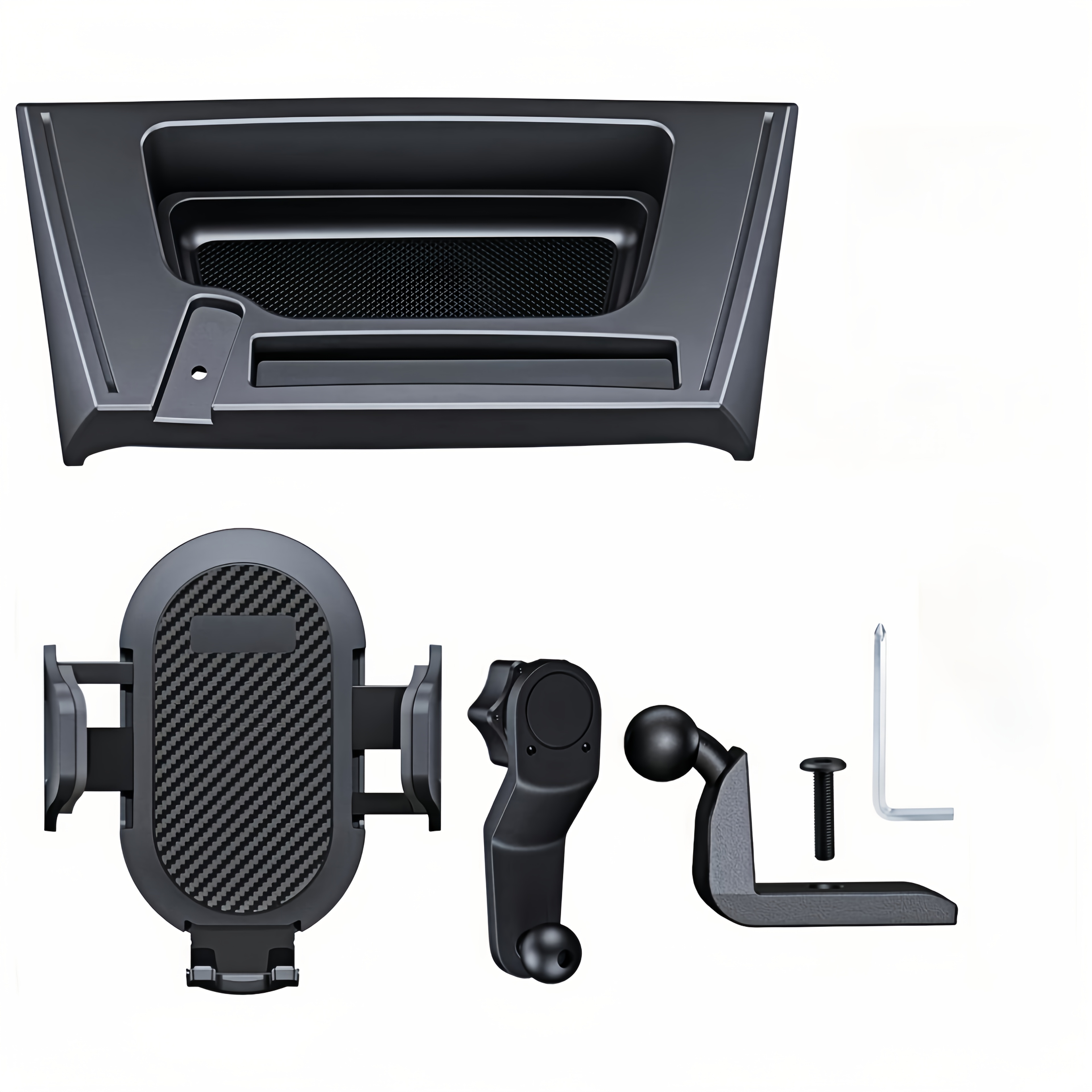 TEMU Upgraded Phone Mount For 2011-2017 For For Wrangler Jk Jku, Phone Holder Dash Tray Storage Box System Kit With Extension Arm Metal Rod